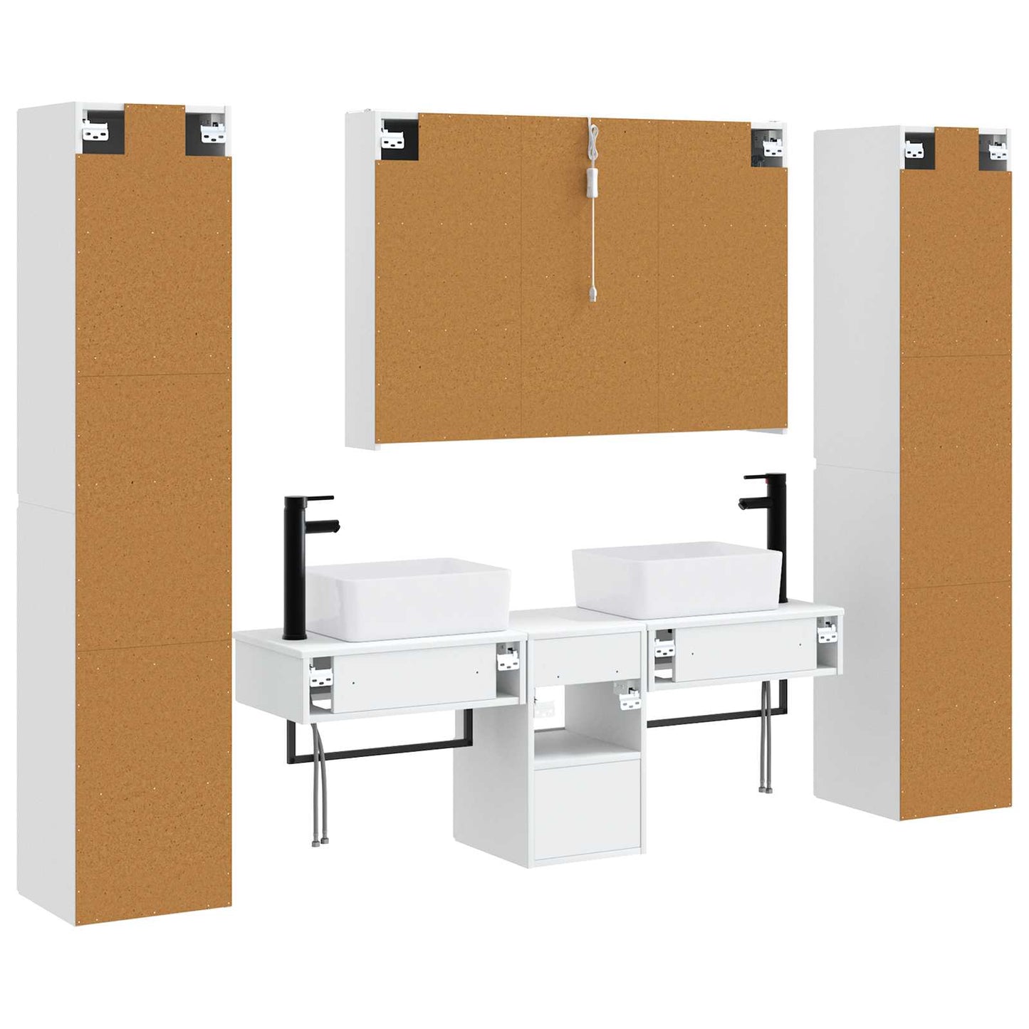 vidaXL Bathroom Furniture Set 6 pcs White Engineered Wood and Glass