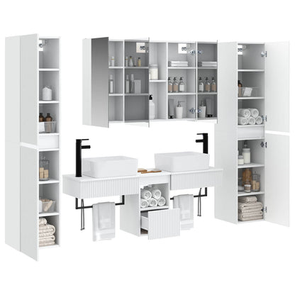vidaXL Bathroom Furniture Set 6 pcs White Engineered Wood and Glass