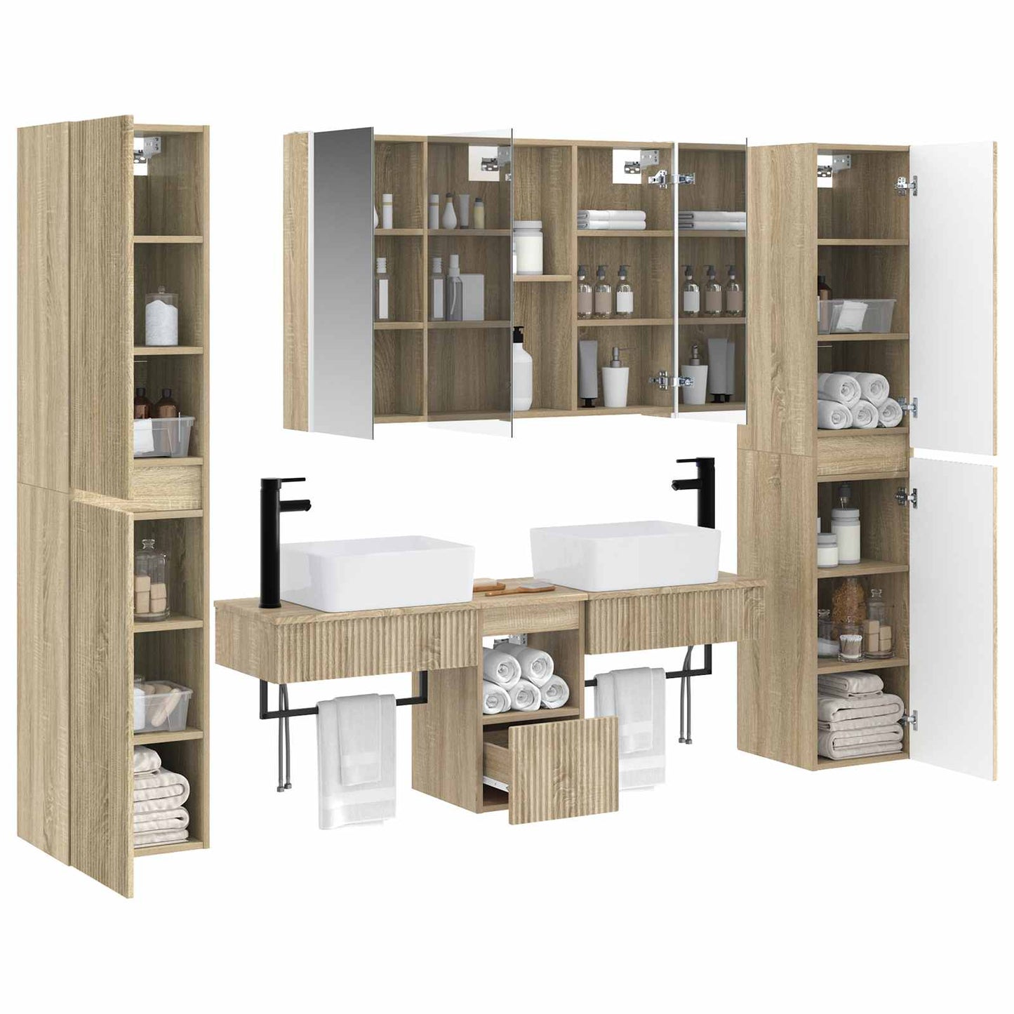 vidaXL Bathroom Furniture Set 6 pcs Sonoma Oak