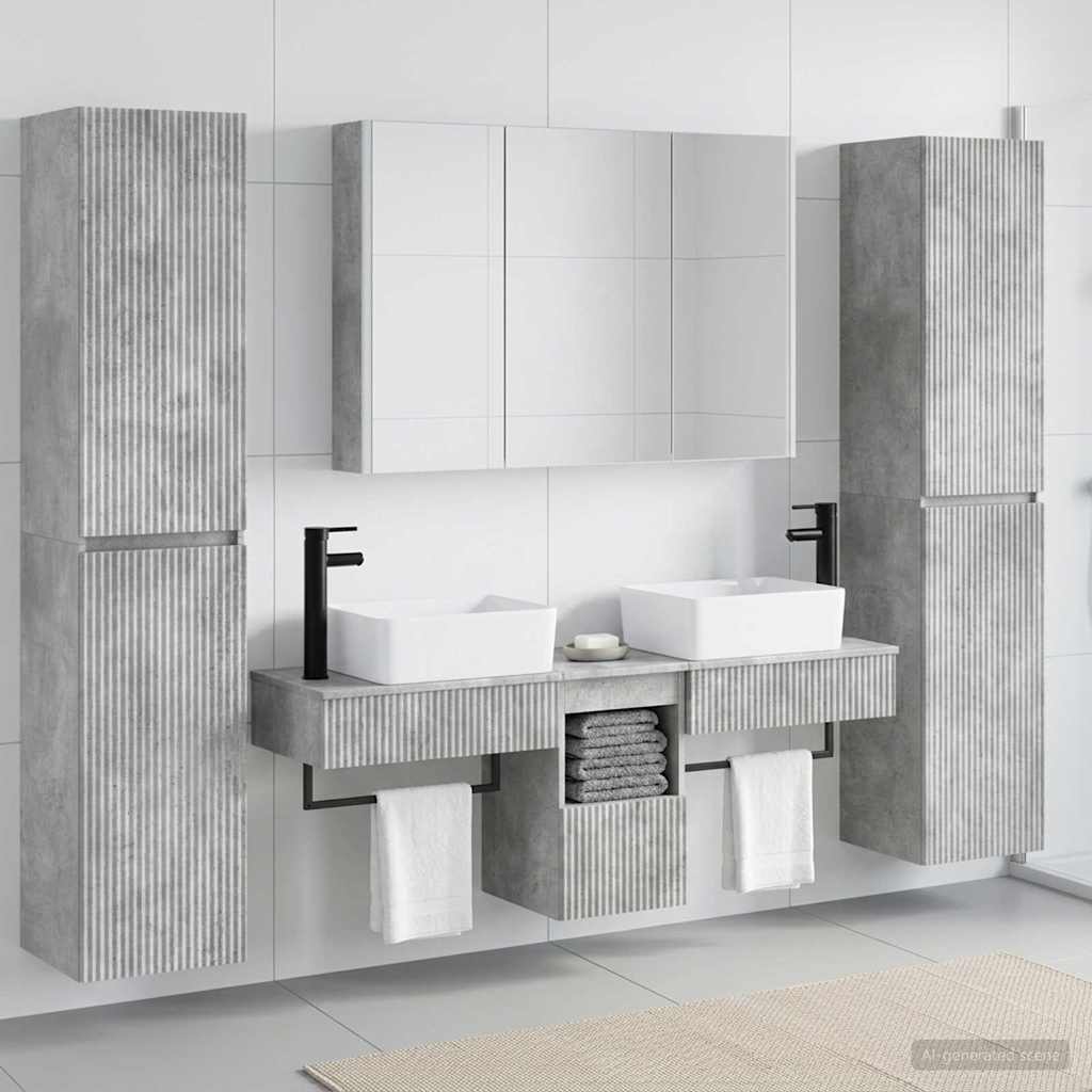 vidaXL Bathroom Furniture Set 6 pcs Concrete Grey