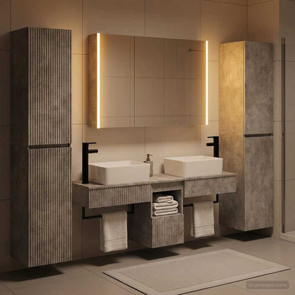 vidaXL Bathroom Furniture Set 6 pcs Concrete Grey