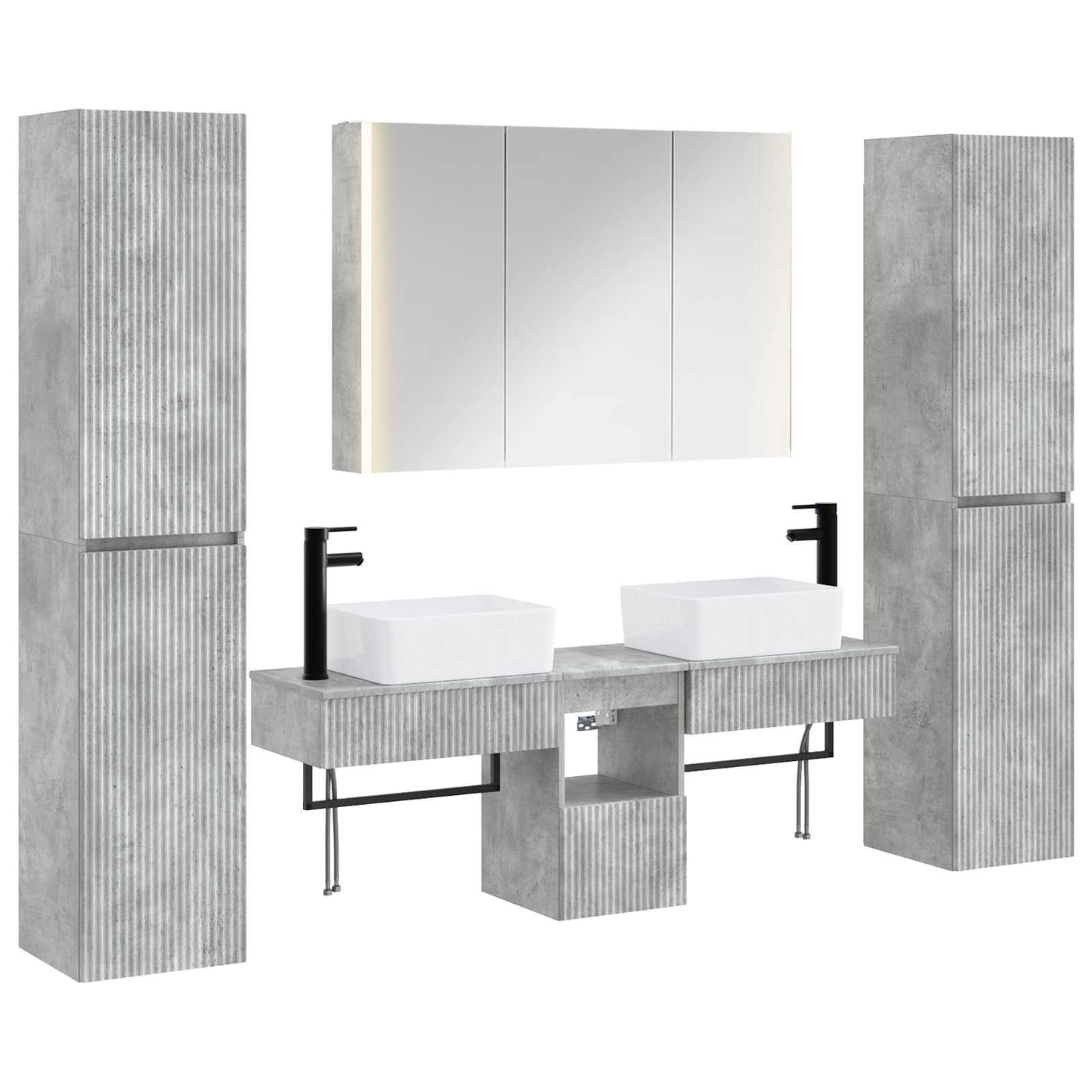 vidaXL Bathroom Furniture Set 6 pcs Concrete Grey