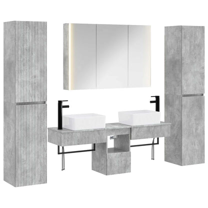 vidaXL Bathroom Furniture Set 6 pcs Concrete Grey