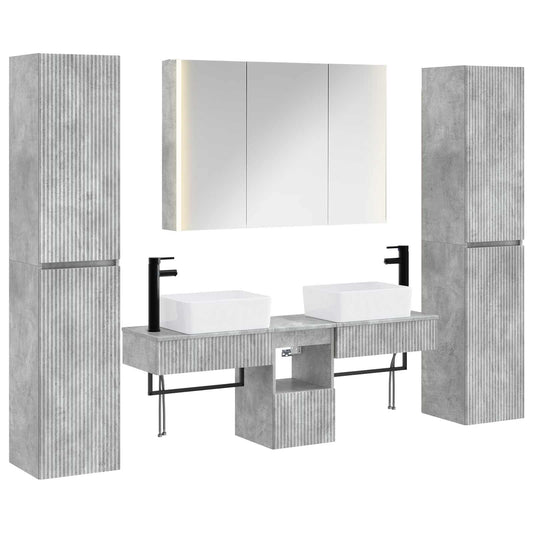 vidaXL Bathroom Furniture Set 6 pcs Concrete Grey