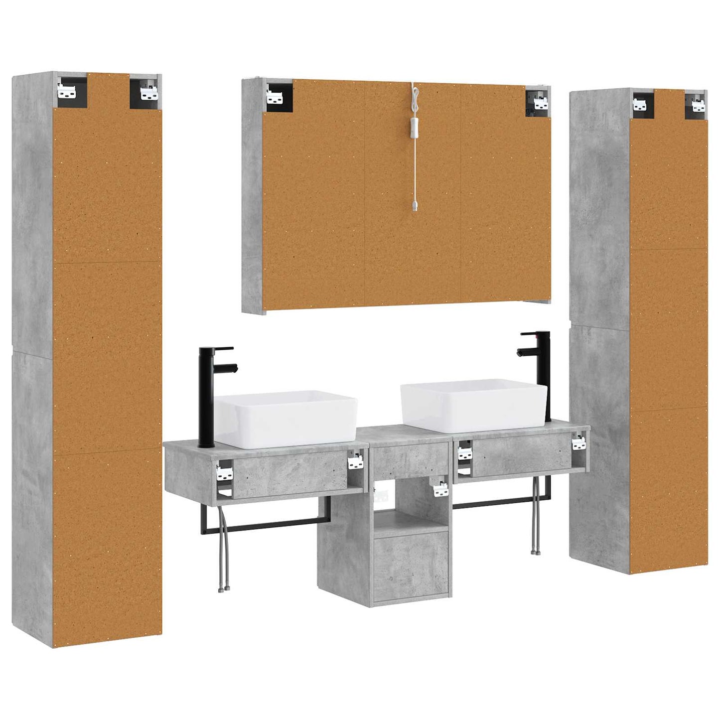 vidaXL Bathroom Furniture Set 6 pcs Concrete Grey