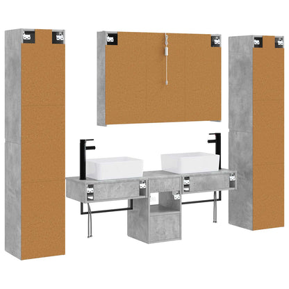 vidaXL Bathroom Furniture Set 6 pcs Concrete Grey