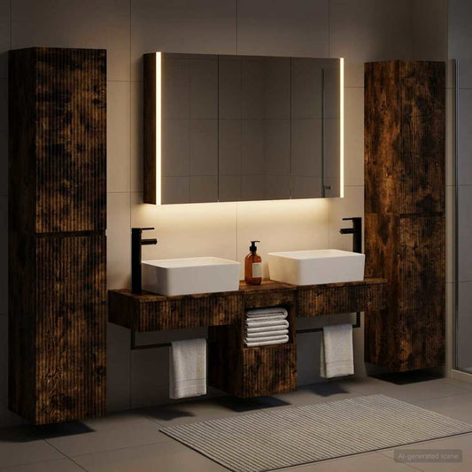 vidaXL Bathroom Furniture Set 6 pcs Smoked Oak