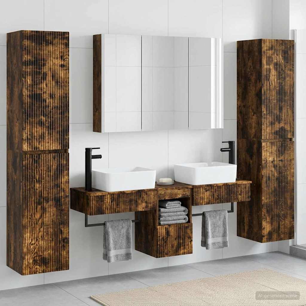 vidaXL Bathroom Furniture Set 6 pcs Smoked Oak