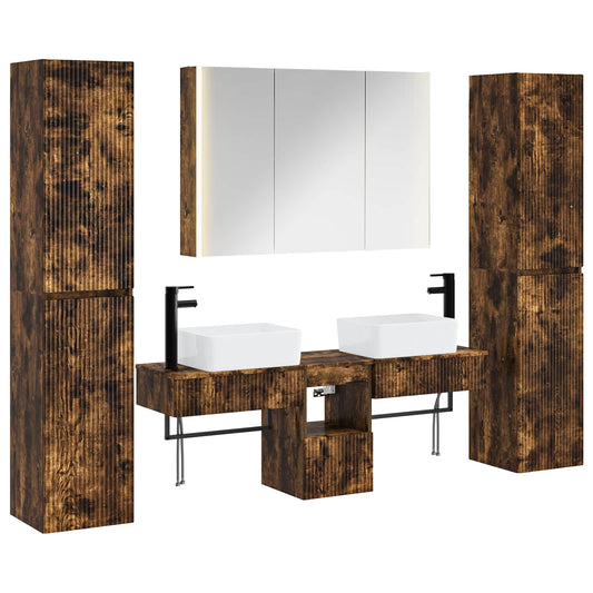 vidaXL Bathroom Furniture Set 6 pcs Smoked Oak
