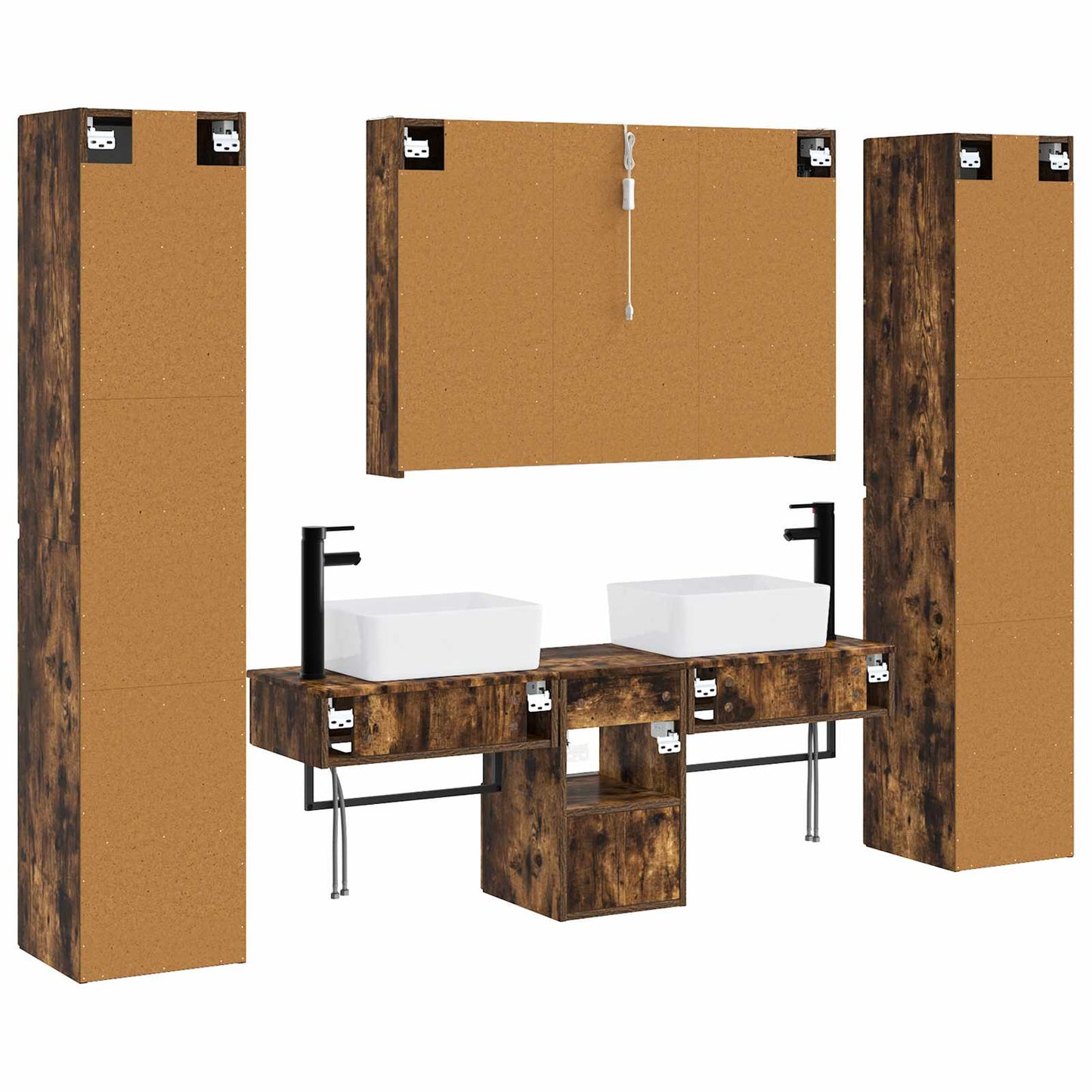 vidaXL Bathroom Furniture Set 6 pcs Smoked Oak