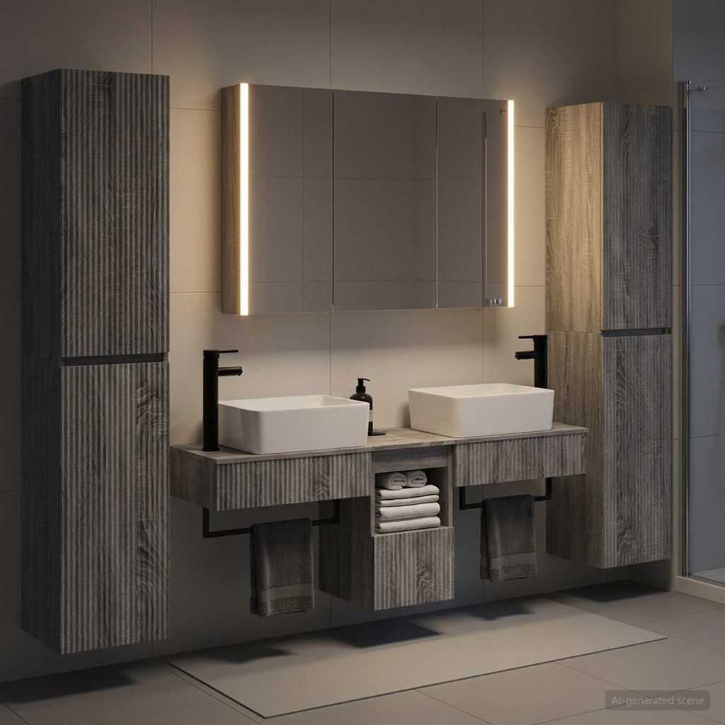 vidaXL Bathroom Furniture Set 6 pcs Grey Sonoma