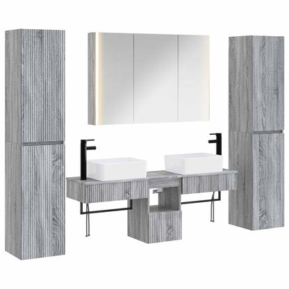vidaXL Bathroom Furniture Set 6 pcs Grey Sonoma