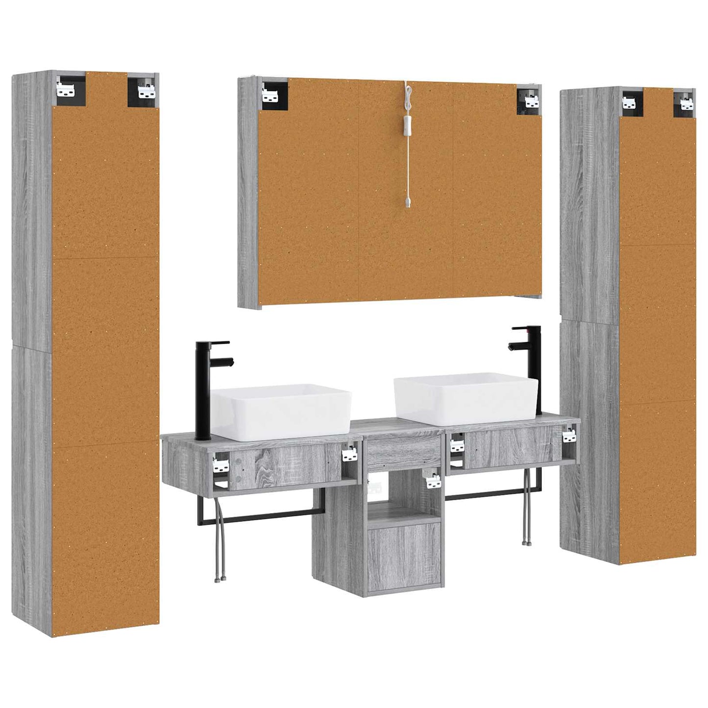 vidaXL Bathroom Furniture Set 6 pcs Grey Sonoma