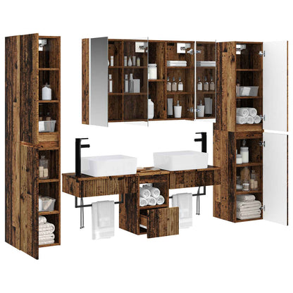 vidaXL Bathroom Furniture Set 6 pcs Old Wood Engineered Wood and Glass