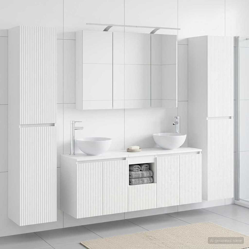 vidaXL Bathroom Furniture Set 6 pcs White Engineered Wood and Glass