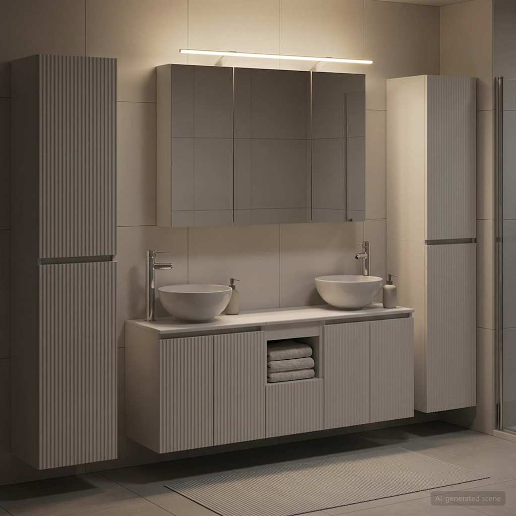 vidaXL Bathroom Furniture Set 6 pcs White Engineered Wood and Glass