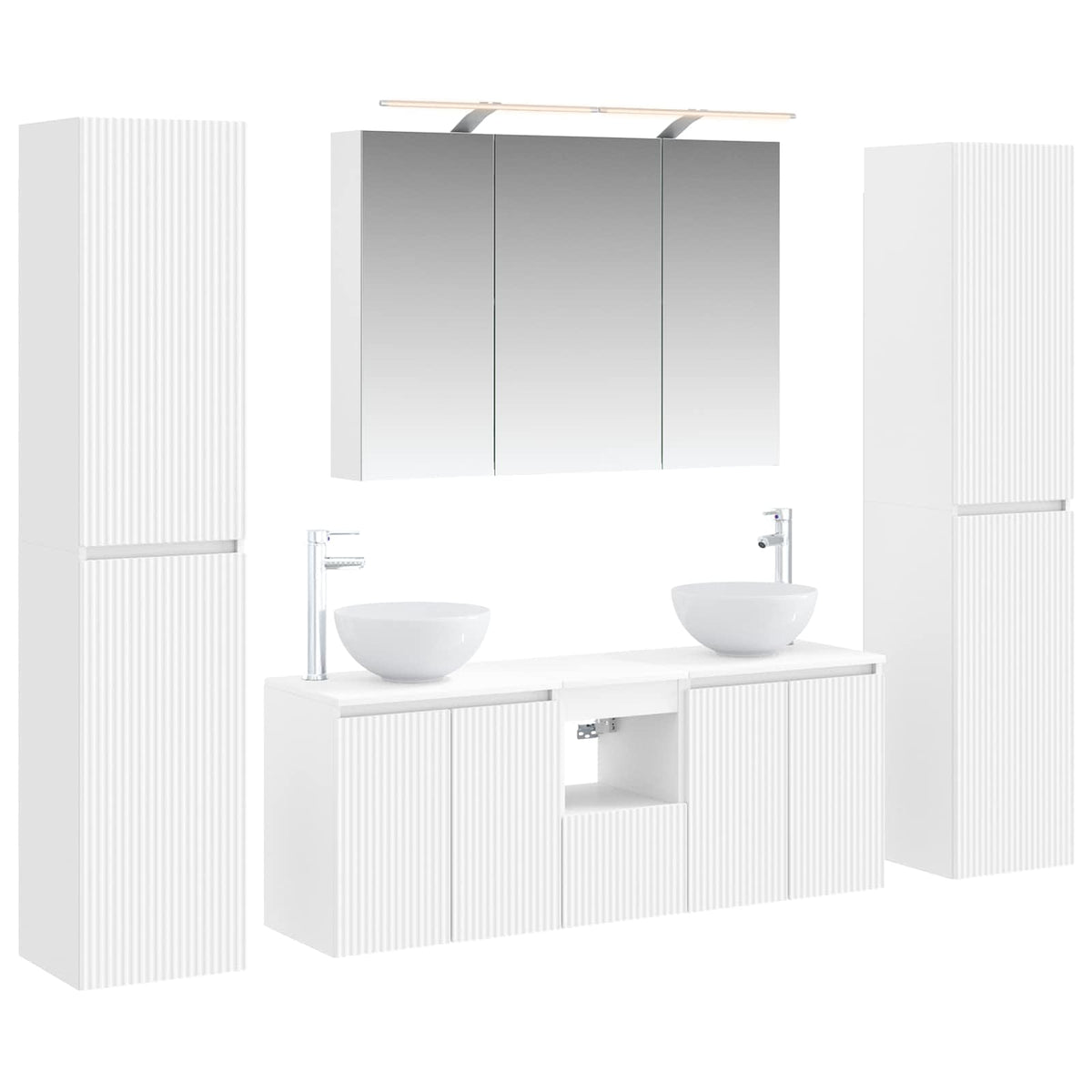 vidaXL Bathroom Furniture Set 6 pcs White Engineered Wood and Glass