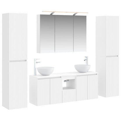 vidaXL Bathroom Furniture Set 6 pcs White Engineered Wood and Glass
