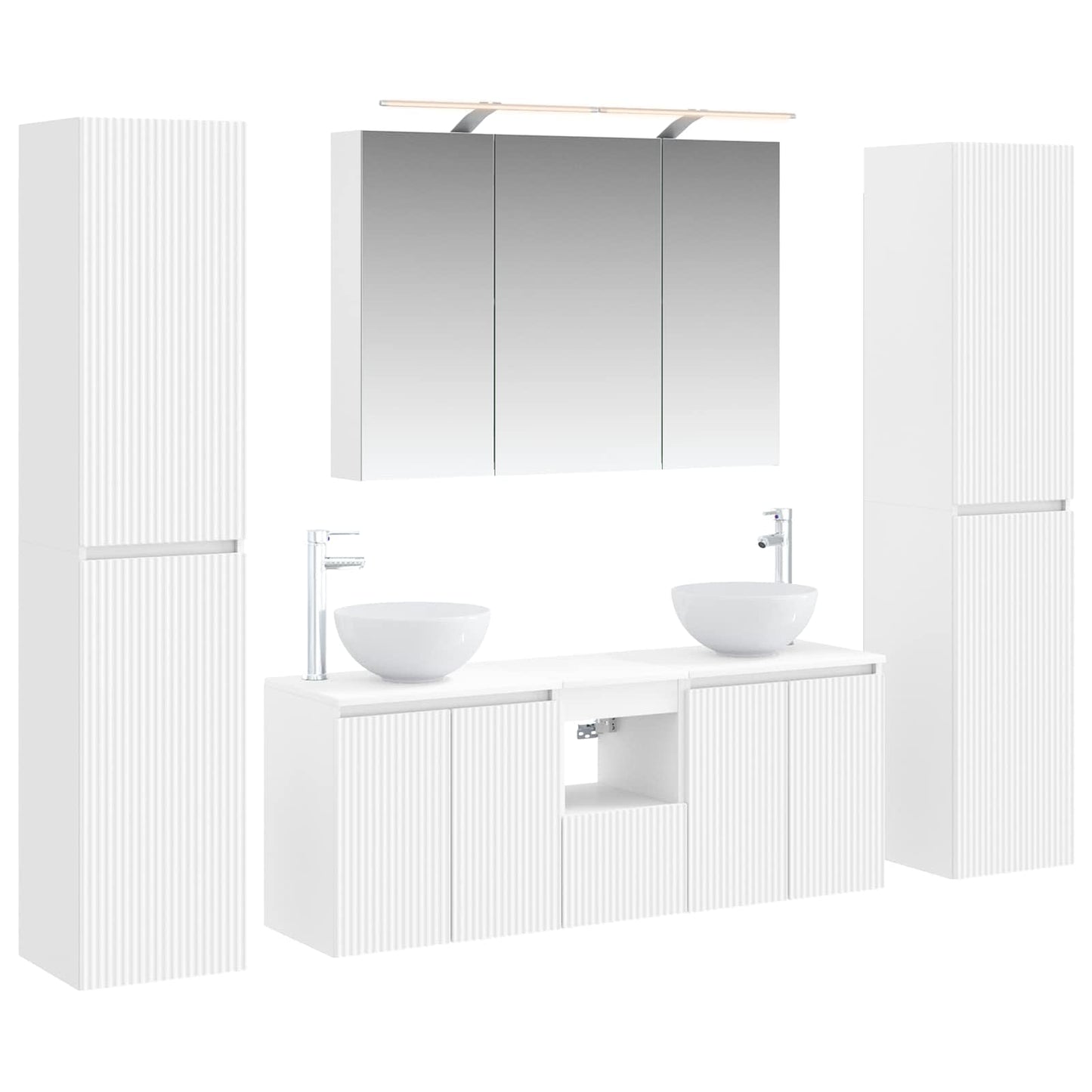vidaXL Bathroom Furniture Set 6 pcs White Engineered Wood and Glass
