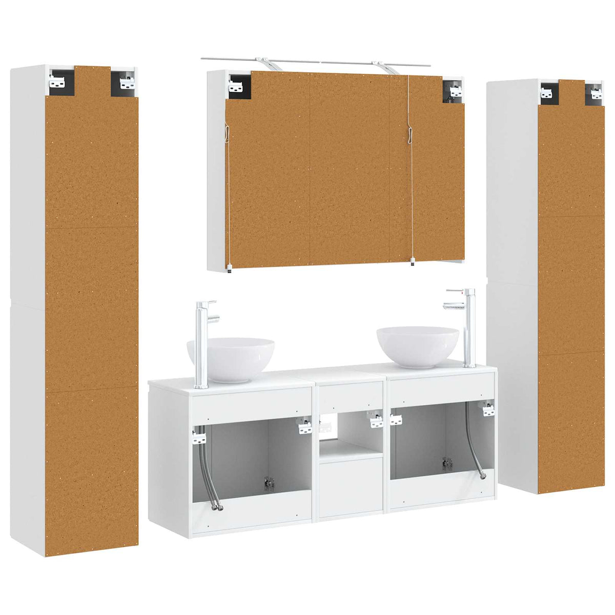 vidaXL Bathroom Furniture Set 6 pcs White Engineered Wood and Glass