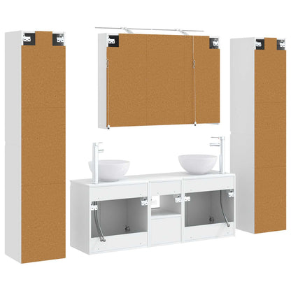 vidaXL Bathroom Furniture Set 6 pcs White Engineered Wood and Glass