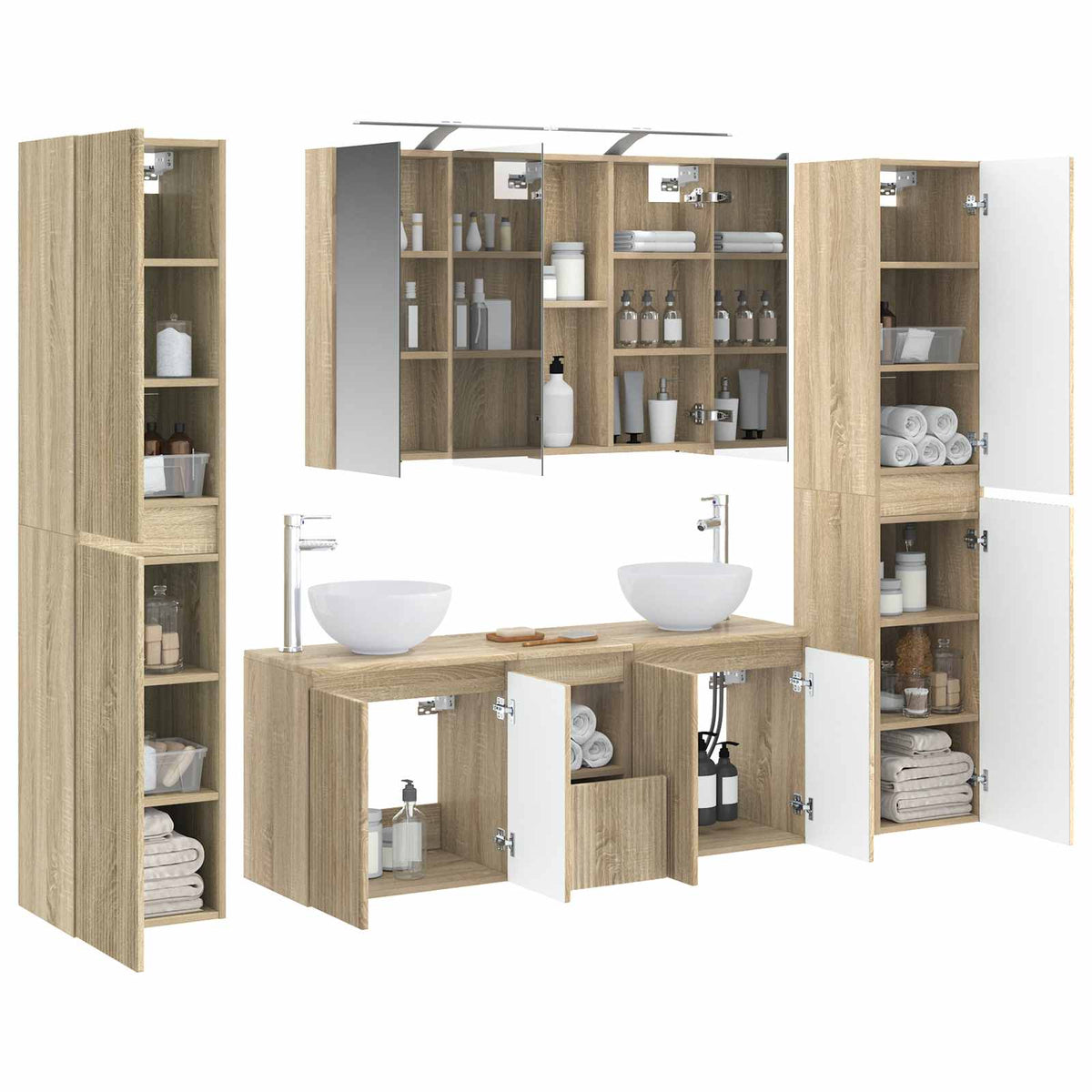 vidaXL Bathroom Furniture Set 6 pcs Sonoma Oak