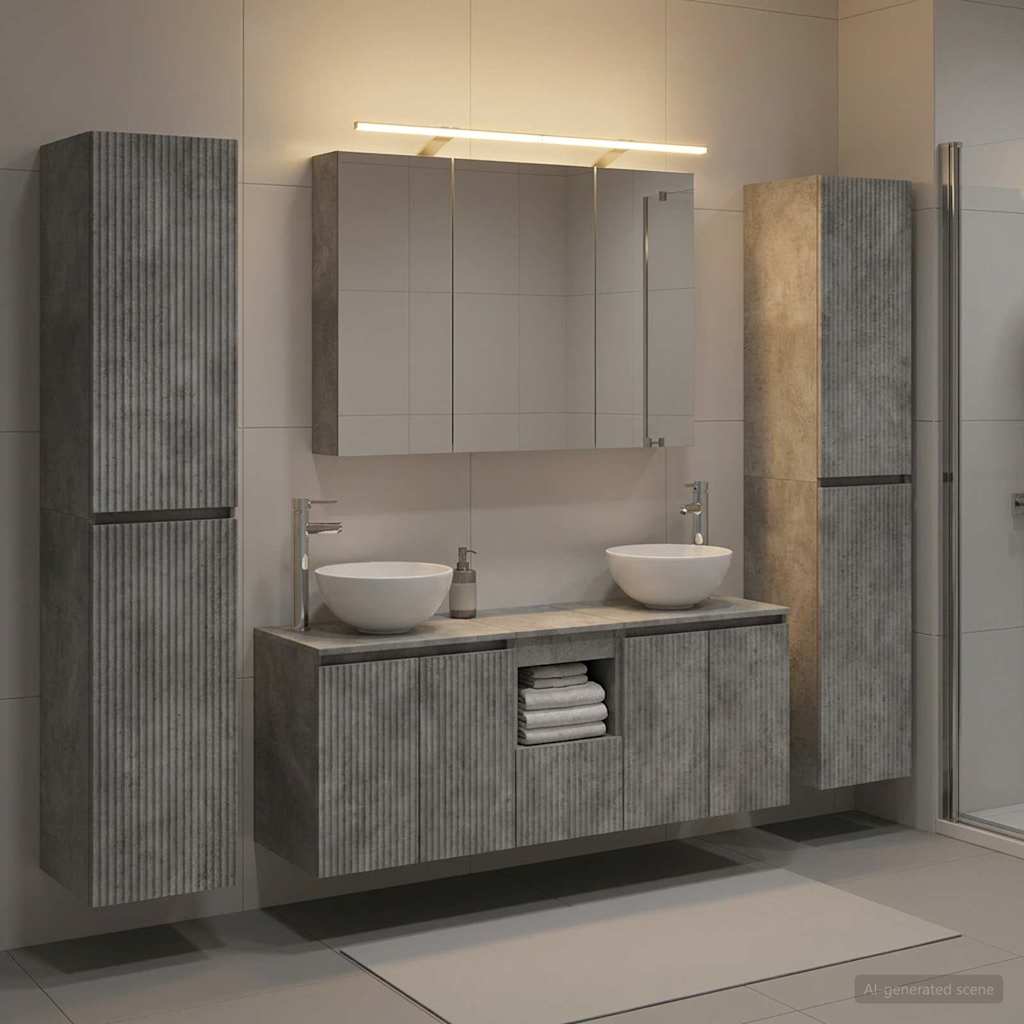vidaXL Bathroom Furniture Set 6 pcs Concrete Grey