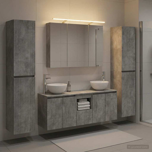 vidaXL Bathroom Furniture Set 6 pcs Concrete Grey