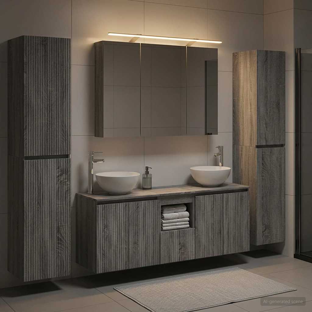 vidaXL Bathroom Furniture Set 6 pcs Grey Sonoma