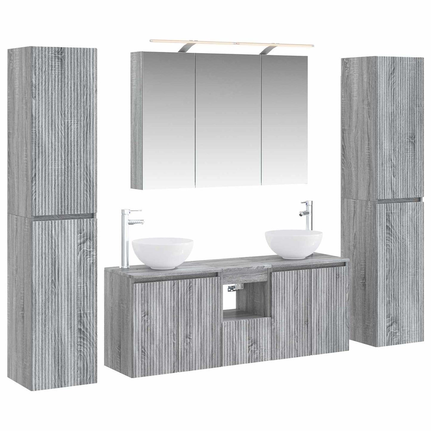 vidaXL Bathroom Furniture Set 6 pcs Grey Sonoma