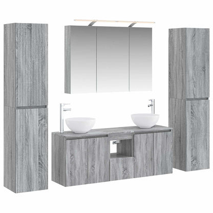 vidaXL Bathroom Furniture Set 6 pcs Grey Sonoma