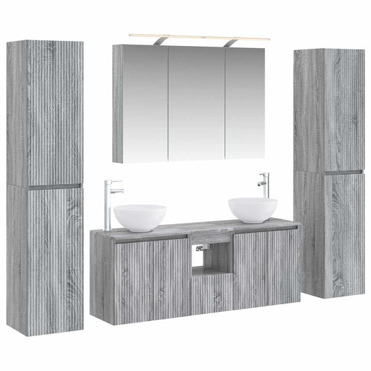 vidaXL Bathroom Furniture Set 6 pcs Grey Sonoma