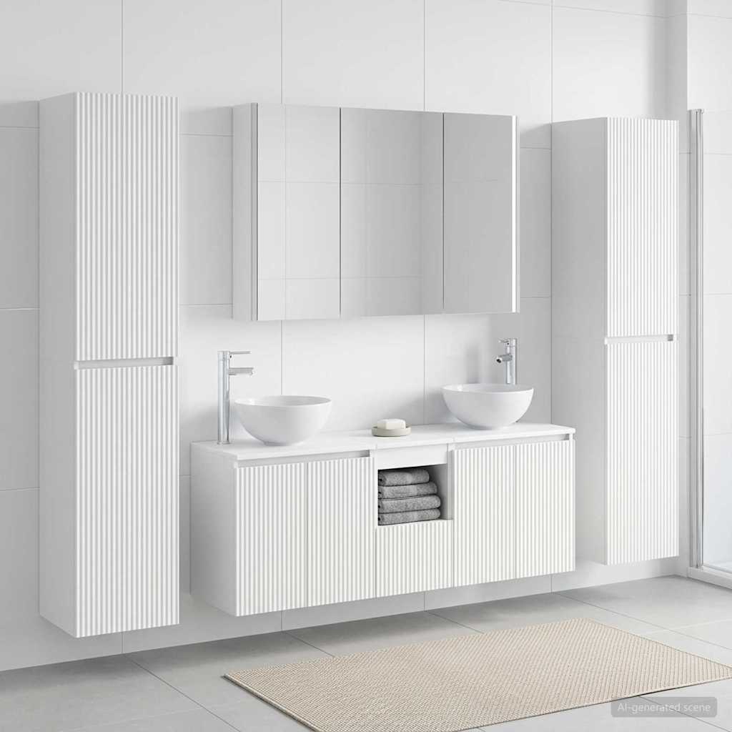 vidaXL Bathroom Furniture Set 6 pcs White Engineered Wood and Glass