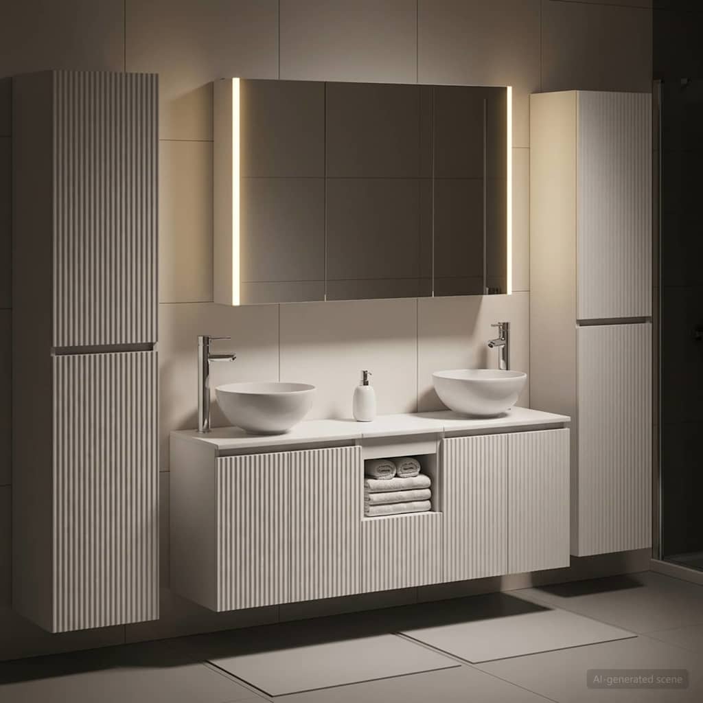 vidaXL Bathroom Furniture Set 6 pcs White Engineered Wood and Glass