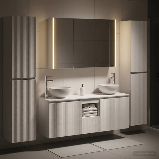 vidaXL Bathroom Furniture Set 6 pcs White Engineered Wood and Glass