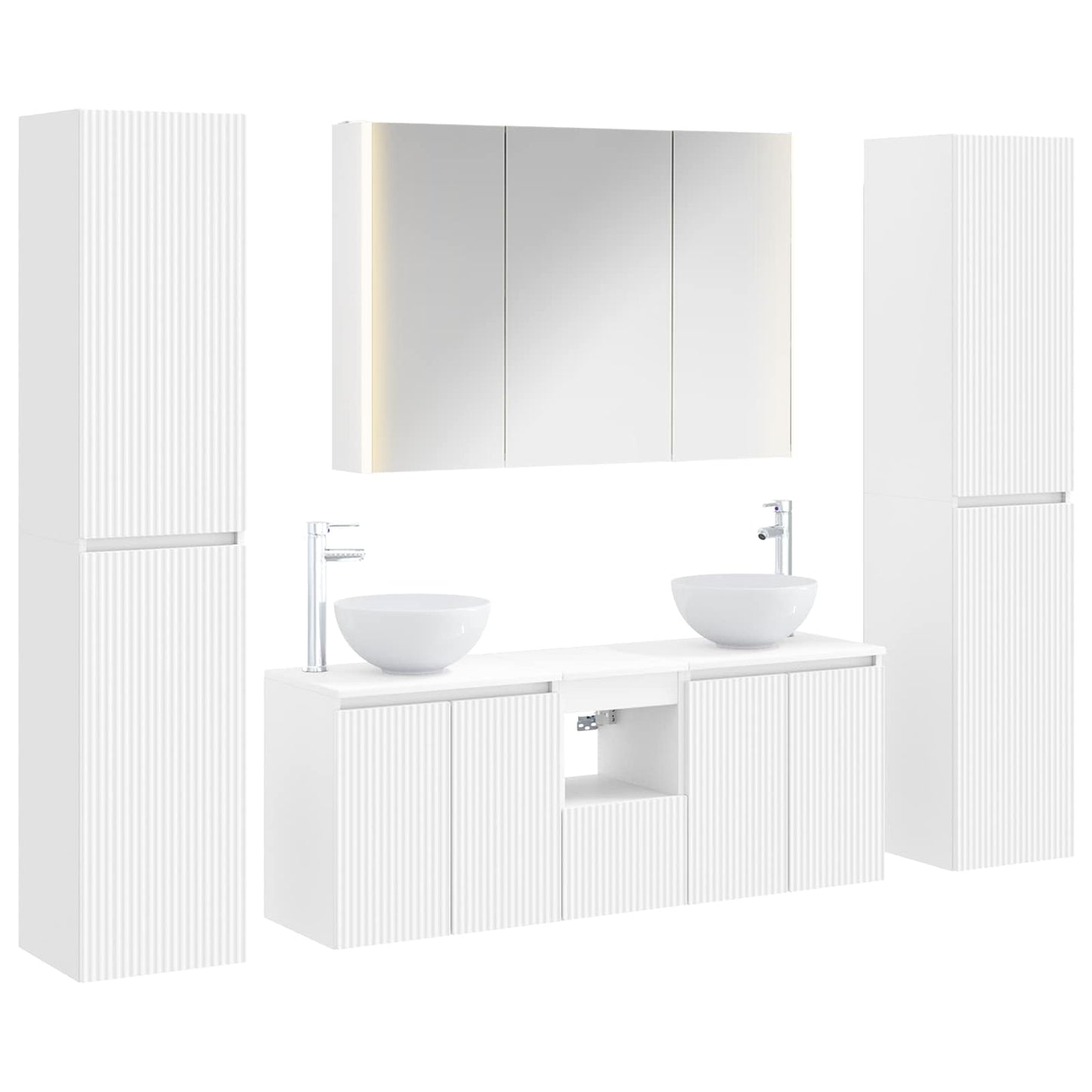 vidaXL Bathroom Furniture Set 6 pcs White Engineered Wood and Glass