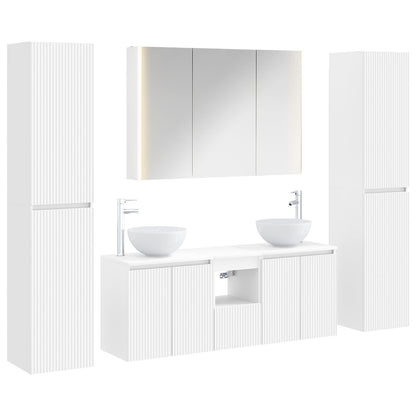 vidaXL Bathroom Furniture Set 6 pcs White Engineered Wood and Glass
