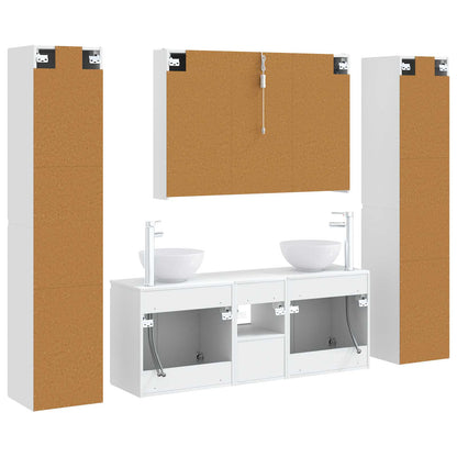 vidaXL Bathroom Furniture Set 6 pcs White Engineered Wood and Glass