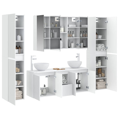 vidaXL Bathroom Furniture Set 6 pcs White Engineered Wood and Glass