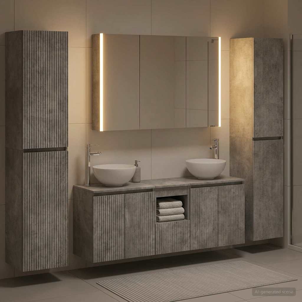 vidaXL Bathroom Furniture Set 6 pcs Concrete Grey