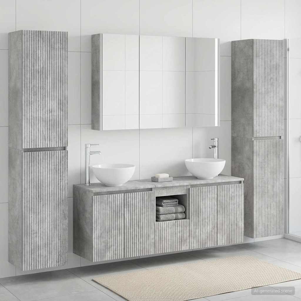 vidaXL Bathroom Furniture Set 6 pcs Concrete Grey