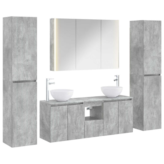 vidaXL Bathroom Furniture Set 6 pcs Concrete Grey