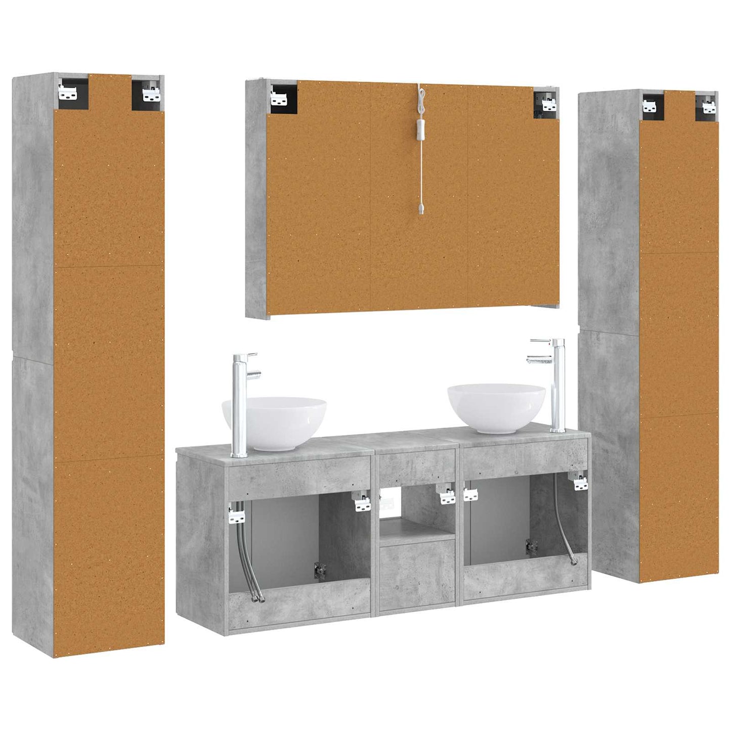 vidaXL Bathroom Furniture Set 6 pcs Concrete Grey
