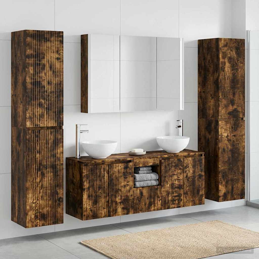 vidaXL Bathroom Furniture Set 6 pcs Smoked Oak