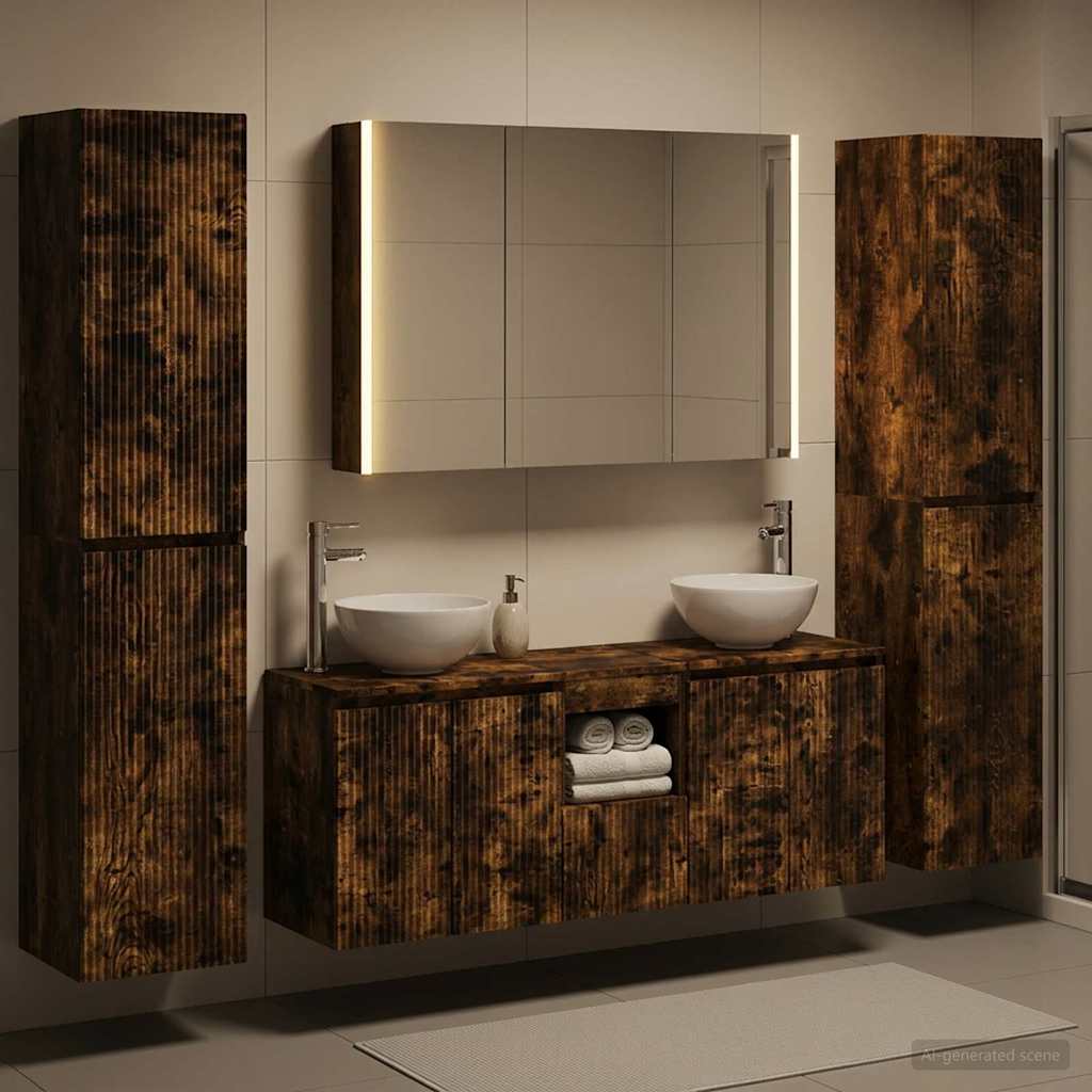vidaXL Bathroom Furniture Set 6 pcs Smoked Oak