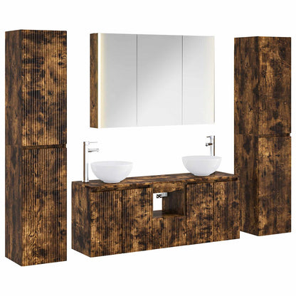 vidaXL Bathroom Furniture Set 6 pcs Smoked Oak