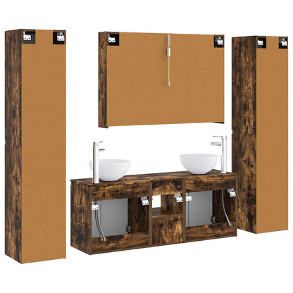 vidaXL Bathroom Furniture Set 6 pcs Smoked Oak