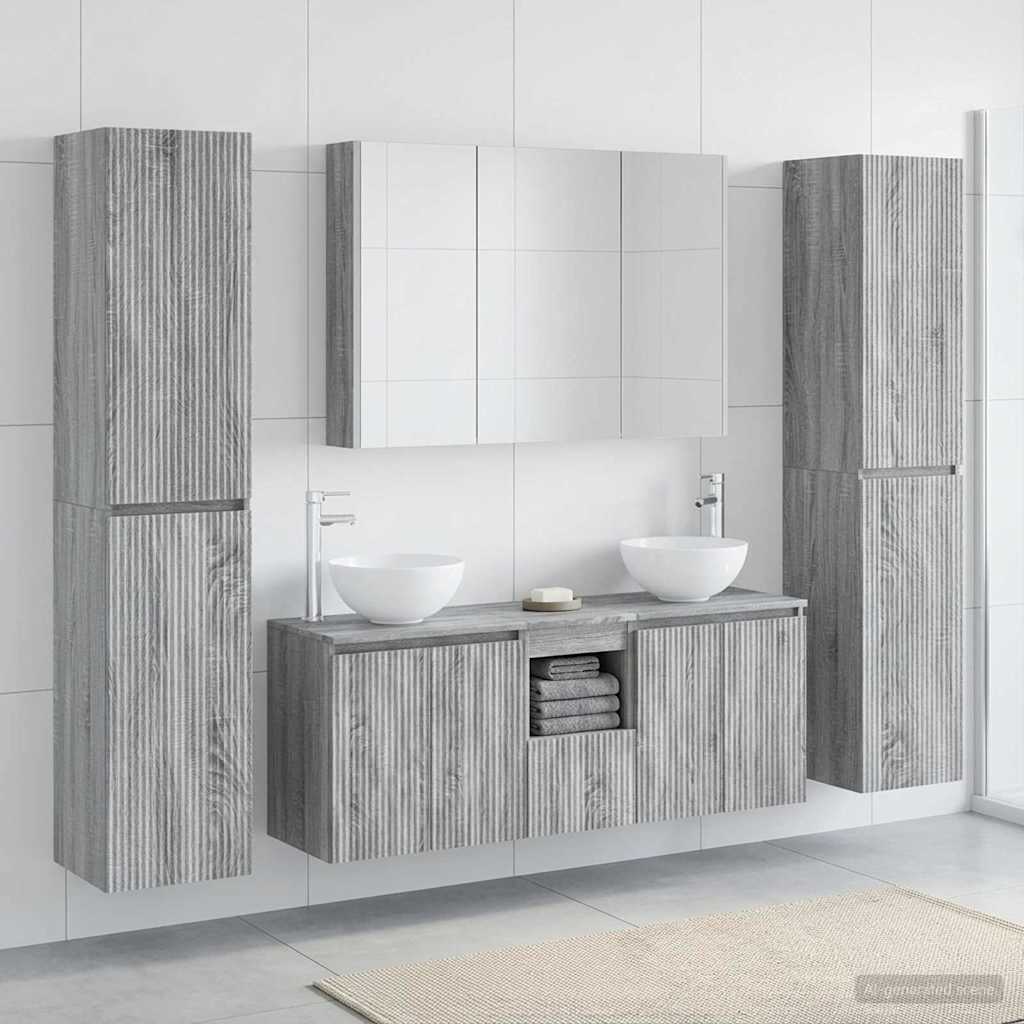 vidaXL Bathroom Furniture Set 6 pcs Grey Sonoma