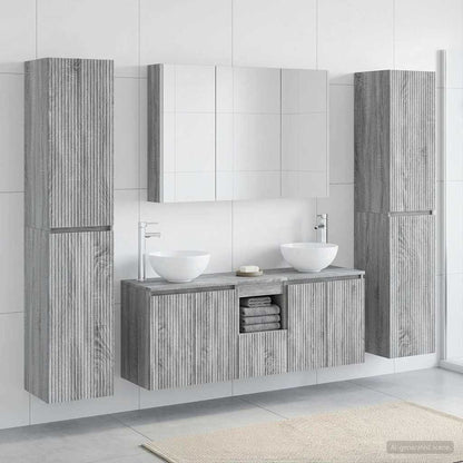vidaXL Bathroom Furniture Set 6 pcs Grey Sonoma