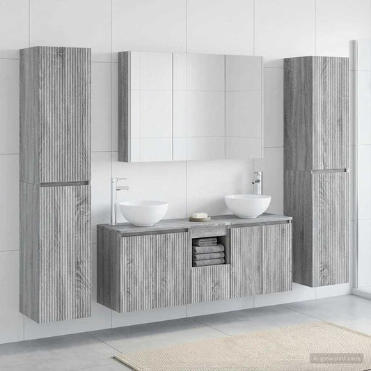vidaXL Bathroom Furniture Set 6 pcs Grey Sonoma